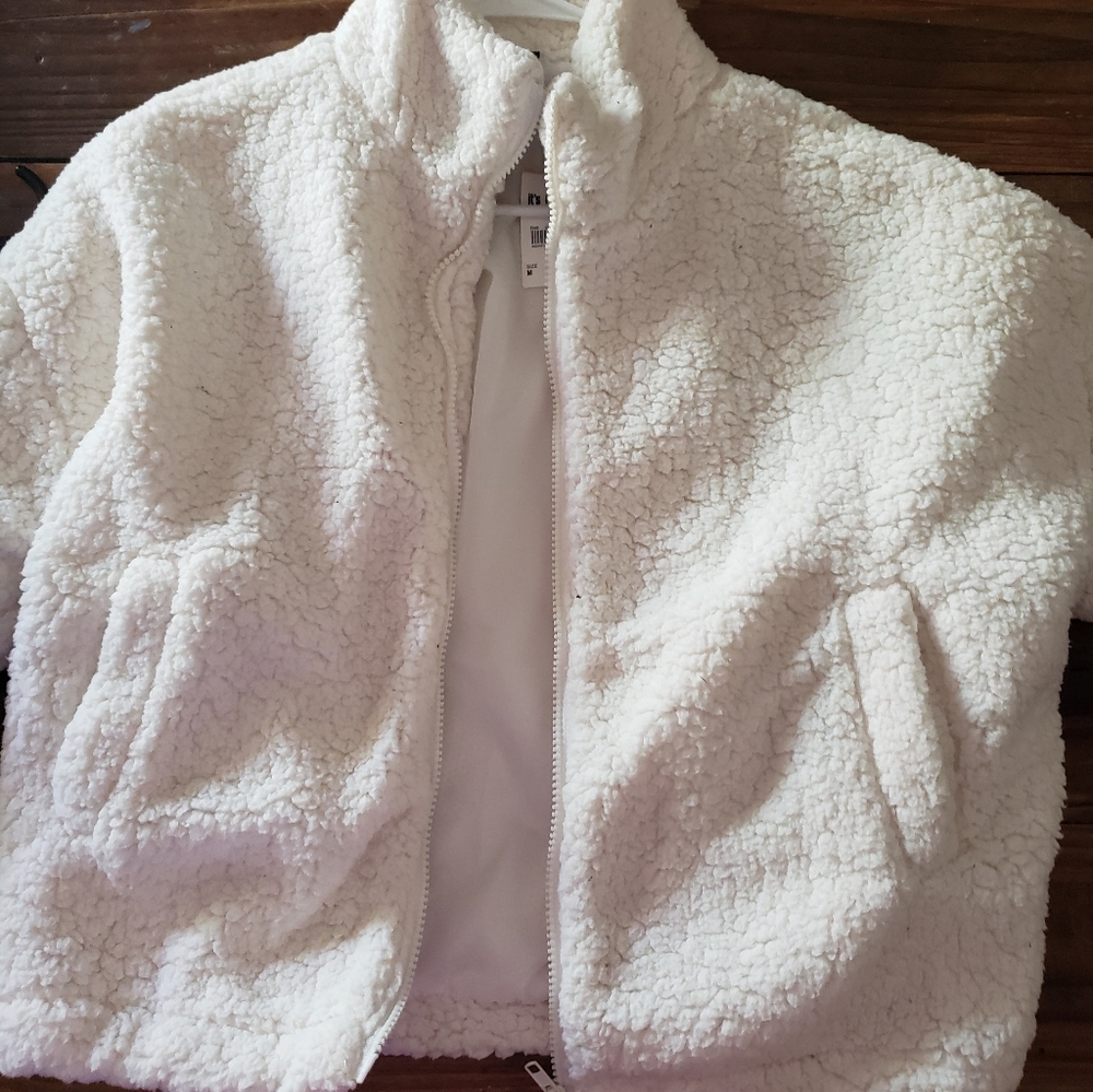 White fluffy pea coat